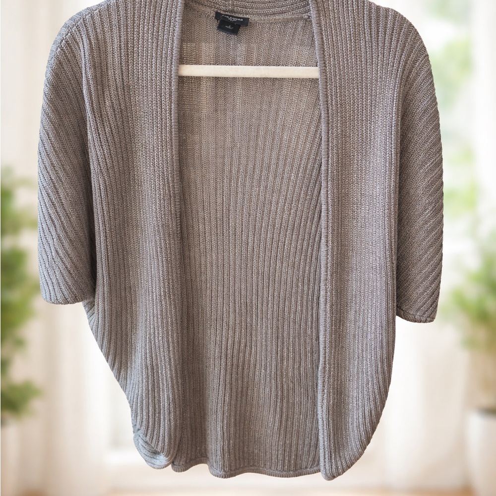 Ann Taylor Women's knitted Gray cardigan 3/4 sleeves 100% rayon